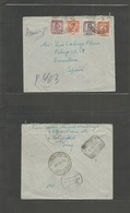 Iraq. 1949. Baghdad - Spain, Barcelona. Multifkd Registered Envelope Incl Ovptd Issue. Very Rare Destination. - Irak