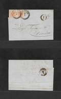 Italy Lombardy - Venetia. 1855 (27 Ago) Bergamo - Verona (28 Aug) 15 Centimes Red Large Margins (x2) Tied, Cds + "1" Alo - Non Classés