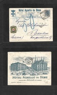 Italy. 1901 (1 Dec) Milano - Switzerland, Basel (2 Dec) Hotel Front And Reverse Illustrated Color Fkd Envelope, King Iss - Unclassified