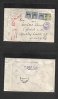 Japan. 1921 (8 Sept) Fukuokaken - Germany (11 Oct) Registered Multifkd Envelope Via Yokohama (x2) R-labels + Diff Cachet - Other & Unclassified