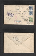 Japan. 1929 (4 Nov) Registered Multifkd Envelope To Belgium, Gand Via Tsuruga (24 Nov) R-cachet + Label. Fine. - Other & Unclassified