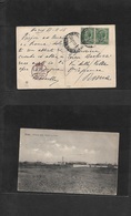 Libia. 1915 (21 Nov) Italian Post Office. HOMS, Tripoli - Roma. Ovptd Issue 5c Green Pair. Early Fkd Ppc + Censor Red Ca - Libya