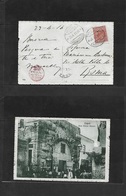 Libia. 1916 (26 Apr) Italian Post Office. Tripoli - Roma (1 May) Ovptd Issue Fkd Ppc + Red Censor Cachet With Arrival Cd - Libya