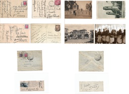 Libia. 1935-38. 6 Diff Fkd Ppcs / One Envelope, Diff Cachets, Incl Military Mail, Addressed To Italy. Opportunity. - Libia