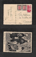 Libia. 1939 (22 Nov) Posta Militare / Nº 54. Tripoli - Firenze. Multifkd Ppc, Mixed Issues, Incl Tripolitania Ovptd Issu - Libya