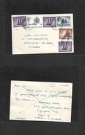 Malaysia. 1959 (7 Febr) Malay - Sing Union Period, Sing - Sweden, Vallinyby. 6c Blue Stat Card + 4 Adtls. - Malaysia (1964-...)