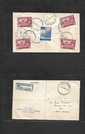 Malaysia. 1959 (12 Feb) Kuala Rompin - Johore, Bahru (14 Feb) Reverse Registered Multifkd Envelope + Transits. VF. - Malasia (1964-...)