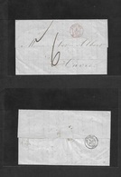 Mexico - Stampless. 1853 (15 Febr) Veracruz - France, Havre (4 Apr) Stampless EL French Red Entry "Outre Mer / Le Havre" - Mexico