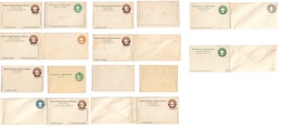 Mexico - Stationery. C. 1902s. White Embossed Colored Eagles Stationaries. "MUESTRA/Specimen". Selection Of 10 Diff Stat - Mexico