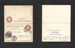 Mexico - Stationery. 1904 (11 March) DF - Germany, Oberstein (29 March) 3c Brown Embossed Eagle Doble Stat Card + Adtls, - México