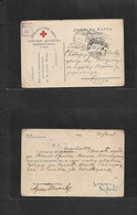 Military Mail. 1918 (16 Feb) SERBIA-GREECE. Corfu - Serbia (27 Feb) Red Cross FM Card With Serb Military Censor + Cds +  - Military Mail (PM)