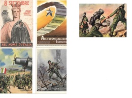 Military Mail. C. 1943-53. Italy. 5 Better Multicolor / Comm Propaganda Military Color Cards. Opportunity Group. - Militaire Post (PM)