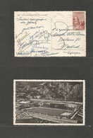 Monaco. 1949 (24 Oct) GPO - Spain, Madrid. Fkd Ppc, Photo Of Football Stadium, And 15 Signatures (team) Mns "souvenir Mo - Other & Unclassified