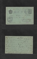 Montenegro. 1901 (11 Oct) Cettinje - Germany, Heidelberg (16 Oct) 5p Black / Greenish Stat Card. Fine Family Corresponda - Montenegro