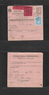 Montenegro. 1915 (26 Oct) Nikchich - Local Multifkd  Package Card, With 2 Red Postal Label, Cds. - Montenegro