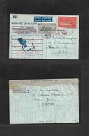 Dutch Indies. 1952 (19 March) Blisas - USA, Pha, PA. Multifkd Air Lettersheet. Stamps Incl Badmington Championship. Fine - Indes Néerlandaises