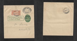 New Zealand. 1908 (6 Feb) Hobart Town Local 1/2d Green Complete Stat Wrapper + 1 1/2d Adtl, Cds + Tax Pmk "Loose Letter  - Other & Unclassified