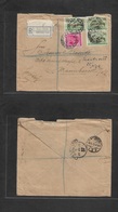 New Zealand. 1922 (10 A`ril) Conrtney Place - Germany, Matinheim (19 May) Via London. Registered Multifkd Envelope + R - - Andere & Zonder Classificatie