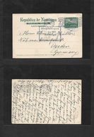 Nicaragua. 1911 (22 April) Bluefields "B Zelaya" 5c Green Overprinted Stat Card. Circulated To Germany, Dresden (10 May) - Nicaragua
