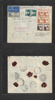 Palestine. 1937 (12 July) Haifa - Debrecen, Hungary (18 July) Registered Air Multifkd Envelope R-label + R-cachet. Rever - Palestine