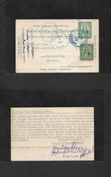 Panama. 1926 (4 June) Alto Lino - Germany, Muelheim. Via Daid - Panama. B. 001 Green Stat Card + Adtl, Tied Blue Cds. VF - Panamá