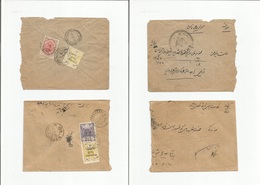 Persia. 1919. Provisorie 1919. 2 Local Multifkd Envs, One Mixed Usages. Fine Scarce Pair. - Iran