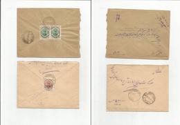 Persia. 1923. Controle Ovptd Issue. 2 Local Fkd Envelopes. Diff Cancels. Nice Pair. - Iran