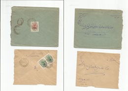 Persia. 1923. Controle Ovpt Issue. Pair Of Local Envelopes Usage. Nice Items. - Iran