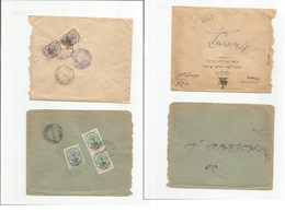 Persia. 1923. Controle Ovptd Issue. 2 Local Multifkd Envelopes Diff Cancels. Fine Pair. - Iran