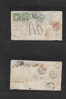 Peru. 1873 (13 Sept) Lima - Italy, Firenze (26 Oct) E Multifkd 1 Dinero Green (x2) Large Margins Via BPO Callao - London - Peru