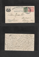 Peru - Stationery. 1920 (14 April) Lima - Germany, Olvenburg 2c Red Stat Card + Adtl, Cds. Fine Used, Long Text. - Pérou