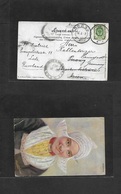 Poland. 1907 (13 Feb) Poland, Lodz. Russian Postal Period - Penang, Malaysia (March 21) Fkd Color Ppc Tied 2 Kop Green R - Otros & Sin Clasificación