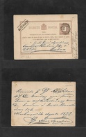 Portugal - Stationery. 1879 (26 Aug) Alcobaca - Lisboa 15 Rs Brown Fita Direita Stat Card "81" Grill + Stline Village Na - Sonstige & Ohne Zuordnung