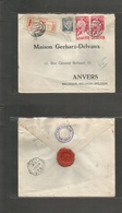 Portugal - Xx. 1939 (8 Feb) Faro - Belgium. Registered Multifkd Env Incl Lusiadas + Gil Vicente Issue, R-label Tied + Cd - Otros & Sin Clasificación