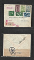 Portugal - Xx. 1941 (10 Jan) Lisboa - Belgium, Bruxelles. Registered Air Multifkd Env, Incl Commemorative Stamps Rouland - Other & Unclassified