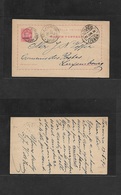 Portugal-Azores. 1890 (13 June) Terceira (smaller Island) - Luxembourg (25 June) 20r Rose Ovptd D. Carlos Stat Card, Ang - Other & Unclassified