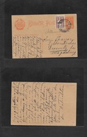 Portugal-Azores. 1920 (12 Sept) Ponta Delgada - Germany, Magdeburg. 2c Orange Ovptd Stat Card + 1c Adtl, Tied Cds. Fine  - Other & Unclassified