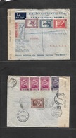 Portugal-Angola. 1945. Lepi, Lobito - Switzerland, Villeret (3 July) Registered Illustrated Multifkd F+R Envelope, Belgi - Other & Unclassified