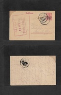 Romania. 1918 (16 April) German WWI Occup. Ploetz - Wagerote. Ovptd Germania Stat Card + Censor Red Cachet (20 Apr) Fine - Other & Unclassified