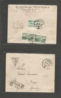 Romania. 1933 (9 June) Cluj - Spain, Ecija (16 June) Registered Reverse Multifkd Env. Tennis Club Section Printed Cover - Autres & Non Classés