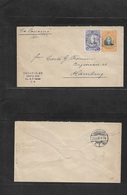 Salvador, El. 1907 (21 Abr) Santa Ana - Germany, Hamburg (21 May) 3c Orange/green Stat Envelope + 10c Lilac Adtl, Tied L - El Salvador