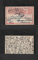 Salvador, El. 1910 (17 Aug) GPO - Germany, Bremen (7 Sept) Red 4c Illustrated Stat Card. VF Scarce Issue Usage "T" Cache - El Salvador