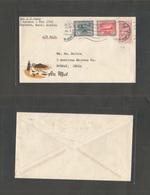 Saudi Arabia. 1964. Dharan - India, Bombay. Air Multifkd Envelope, Illustrated Desert Tent Color Envelope Incl Late "sec - Saudi Arabia