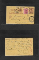 Siam. 1901 (10 June) BKK - Singapore (18 June) Ovptd Stat Card + Adtl, Tied Cds + Native Cds Alongside. XF + VF Nice Ite - Siam
