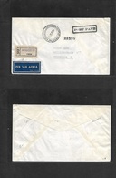 Somalia. 1954 (14 Oct) Mogadiscio - Sweden, Stockholm. Registered Cash Paid "port Paye" Airmail Envelope. VF Bilingual C - Somalia (1960-...)