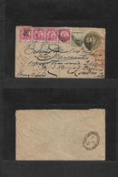 South Africa. 1895 (Oct 14) CGH. Unsburg - London, UK (4 Nov) 3 1/2d Green Registered Stat Env + 5 Adtls Tied Triangular - Otros & Sin Clasificación