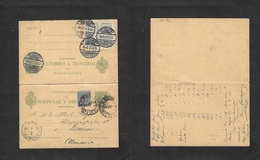 E-Enteros Postales. 1899 (5 Abr) Madrid - Alemania, Bremen (8 April) Entero Postal Pelon 5c Verde Doble Con Franqueo Adi - Autres & Non Classés