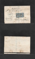 Cuba. 1868 (15 Dec) HPN. Habana - Peninsula, Villanueva Y Geltru. E Franqueo Pareja 10c Azul 1868 Con Sobrec. Habilitado - Other & Unclassified