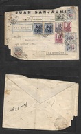 E-Guinea. 1939 (18 Sept) Bata - Barcelona. Sobre Franqueo Multiple Certificado Con Tres Tipos De Sobrecarga Diferente. V - Autres & Non Classés