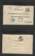 Straits Settlements Singapore. 1897 (13 July) Singapore - Zürich, Switzerland (6 Aug) Multifkd Envelope, Violet Cachet C - Singapore (1959-...)